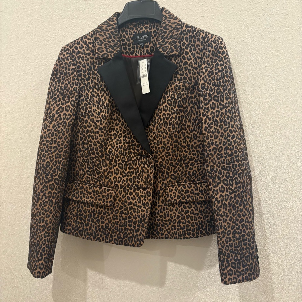 J. Crew Collection Leopard Print Shrunken Fit Blazer